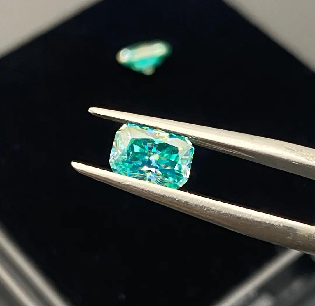 Diamond Natural Color 1 Carat Blue Green Radiant Moissanite 100% Pass Tester Loose Diamond Synthetic Moissanite