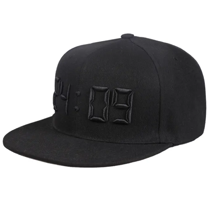 Wholesale simple custom black blank plain 3d cotton cap embroidery snapback cap