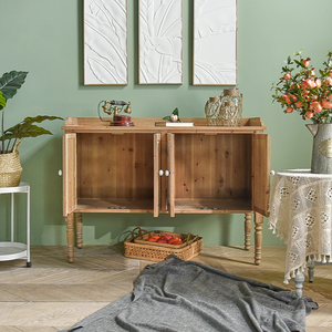 Muebles INNOVA HOME, Mesa Consola de Almacenamiento de 4 Puertas Estilo Rústico, Mesa de Entrada de Madera Tallada para Apartamento, Hotel y Sala de Estar - Product Image 2