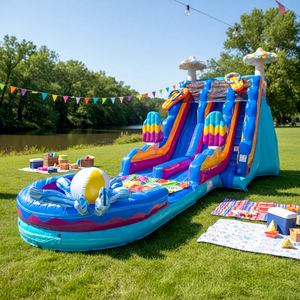 Toboggan aquatique gonflable géant pour adultes de 10 mètres à vendre, fabriqué en PVC, toboggan aquatique gonflable, prix d'usine commercial - Product Image 1