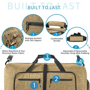 Travel Duffle Bag 60L Lightweight Foldable Duffel Bag Large Packable Overnight Bag Carry on <b>Luggage</b> with Shoe Compartment - Product Image 3