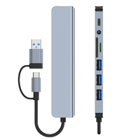 Hub USB 8-en-1 multiport avec support de lecture TF/PD, audio USB 3,5 mm, et ports Type-C pour ordinateur