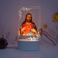 Vente en gros de lampe de statue chrétienne de jésus vierge marie Décoration intérieure Cadeaux pour enfants Veilleuse LED Lumière acrylique 3D Articles cadeaux Livraison directe
