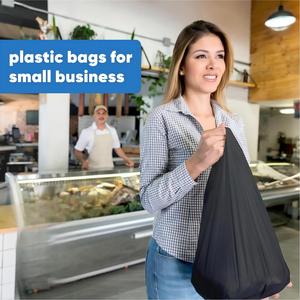Huamaohengchun Plastic Bags Black, (11.5'x 6.5" x 21') <b>Shopping</b> & Grocery Bags for <b>Small</b> Business & Restaurants in Bulk - Product Image 3