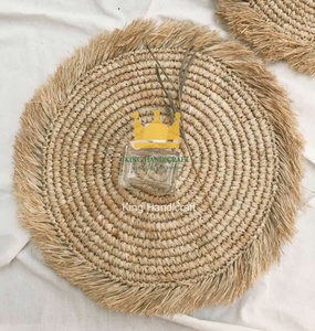 Salvamantel Ecológico de Pasto Marino Hecho a Mano, Redondo, Tejido, con Flecos, para Decoración de Cocina Rústica - Product Image 1