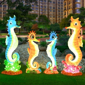 Grande sculpture de hippocampe LED en fibre de verre, statue d'animal marin en résine pour exposition en parc d'attractions ou parc aquatique - Product Image 5