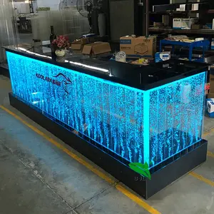 customized water bubble wall LED acrylic display reception desk counter