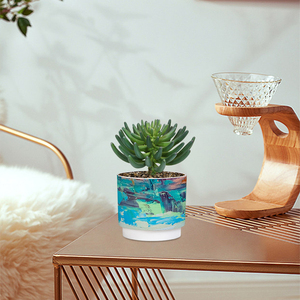 Ins – Pot de fleurs rond en plastique, peinture à l'huile, <span class=keywords><strong>aquarelle</strong></span> artistique, Simulation de maison, de bureau, Pot de fleurs décoratif - Product Image 6