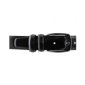 High Quality Fashion 35mm Width Italian Easy-On Handmade Luxury Pants Shiny Black <b>Genuine</b> <b>Leather</b> <b>Belts</b> for Men - Product Image 3