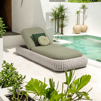 Bain de Soleil de Luxe Moderne et Classique pour Hôtels Cadre en Aluminium Terrasse de Villa Rotin Extérieur Pliant Chaise Longue de Jardin Piscine Parc
