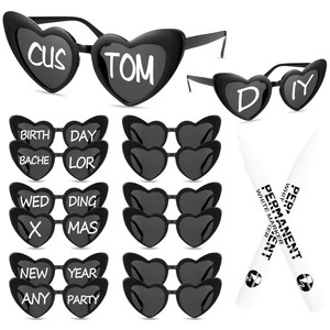 Bachelorette Party <strong>Sunglasses</strong> for Wedding Party Favors DIY Wedding Heart <strong>Sunglasses</strong> with Pen <strong>Personalised</strong> Heart Glasses - Product Image 2