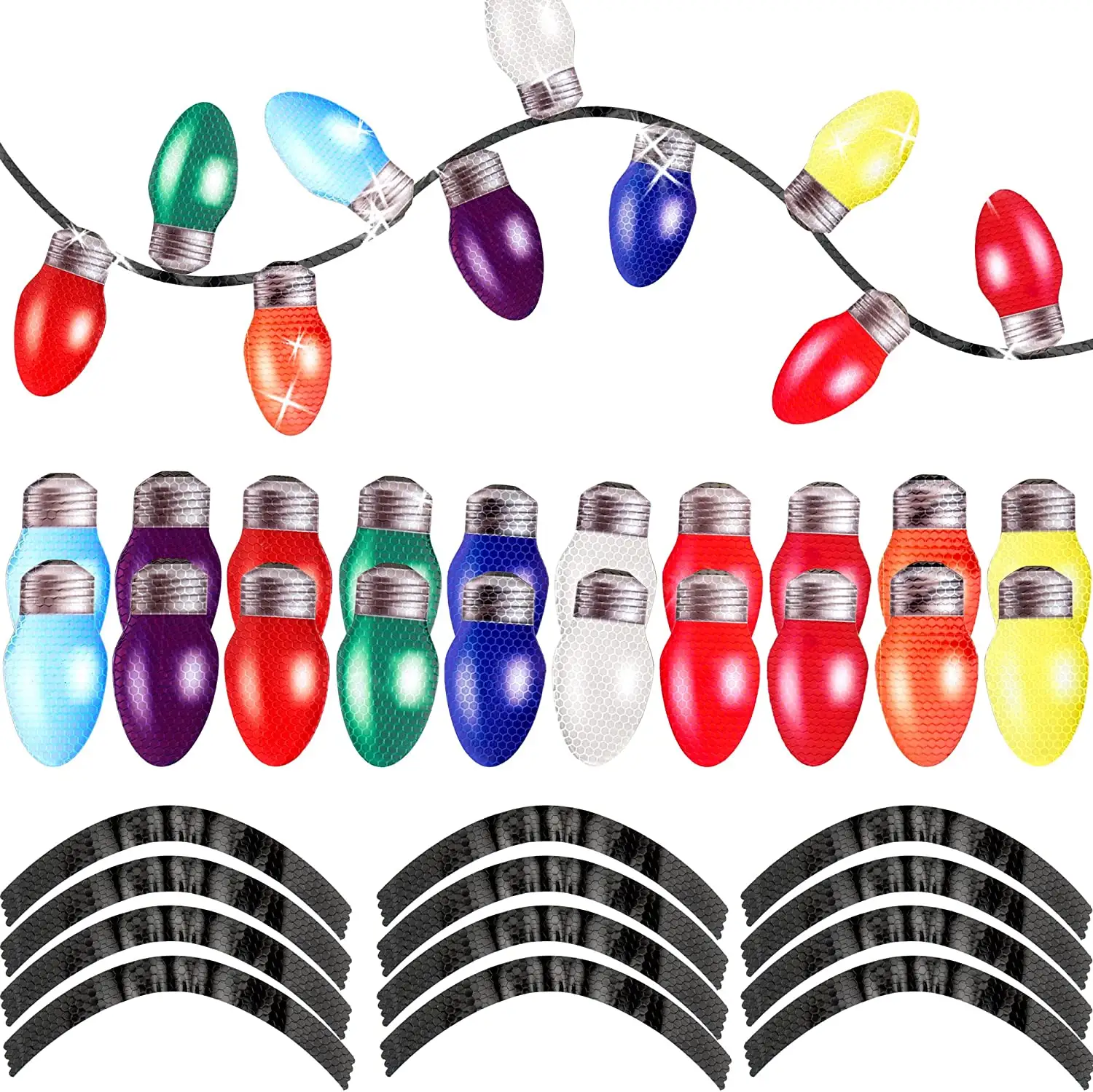 Custom Reflective Automotive Christmas Lights Magnet, Light Bulb Shaped Festive Car Magnets for Cars or Any Metal Surface