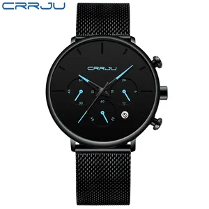 CRRJU Jam Tangan Quartz Pria Analog, Jam Tangan Gelang Kronaograf Analog Mewah 2271 Pabrik Asli