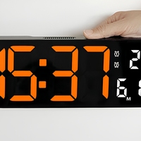 Jam Dinding Digital 16 Inci Otomatis Tersinkronisasi Waktu dengan Layar LED, Kalender, dan Temperatur untuk Rumah atau Kantor