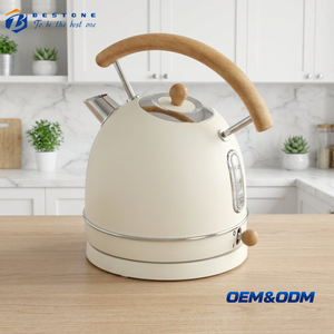 Hervidor de Agua Eléctrico de Acero Inoxidable de 1.8L con Mango de Madera, Calentador de Agua con Filtro Extraíble, Indicador LED, Electrodoméstico de Cocina - Product Image 1