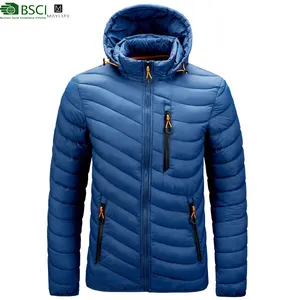 Custom Outdoor Fashion Padding Coat Custom Logo Mens Bubble Winter Collar Hoodie Coat With Zipper Puffer Jacket For Men