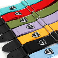 Sangles de guitare de haute qualité, couleur unie vibrante, en coton tissé, pour guitare acoustique et électrique, avec extrémités en cuir