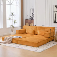 Canapé modulaire ultra-doux en velours côtelé, sans structure, effet nuage, pour salon, canapé à assise profonde