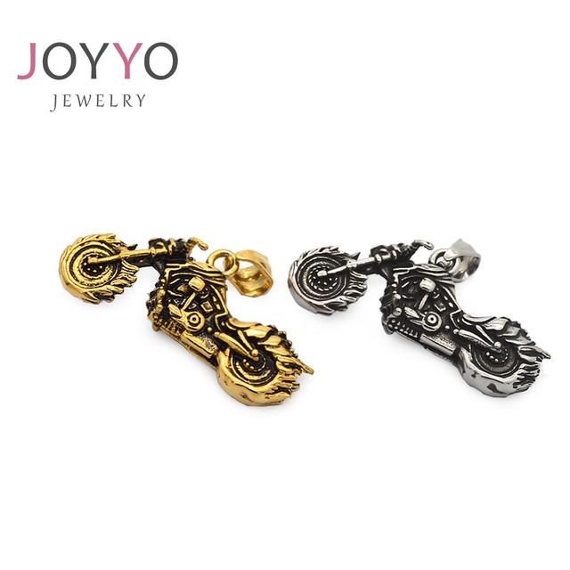 Wholesale Gold Plated Retro Gothic Punk Stainless Steel Motorcycle Pendant Trendy for Men Charm for Parties