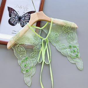 Apliques en forma de corazón de Color personalizado a la moda, cuentas de Organza, <span class=keywords><strong>Collar</strong></span> desmontable, <span class=keywords><strong>Collar</strong></span> de encaje bordado verde - Product Image 2