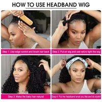 Perruque Bob Courte Ondulée 200% Cheveux Humains Transparente Pas Chère en Liquidation avec Bandeau pour Femmes 10-16 Pouces Brésilien Remy