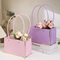 Sac à fleurs rectangulaire en papier spécial avec cadre estampé à chaud pour fleuriste, sac cadeau créatif pour bouquets