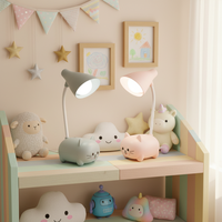 Veilleuse de table LED moderne pour enfant, design mignon de dessin animé, animaux domestiques (ours, cochon, chat, chien), en ABS, rechargeable par USB, protection des yeux