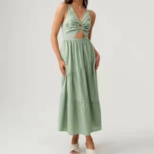 Vestido de Verano Personalizado para Mujer, Sexy, con Escote en V Profundo, Sin Mangas, de Lino y Algodón, para la Playa - Product Image 6