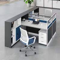 Bureau d'ordinateur de luxe en gros avec étagères, cloisons de poste de travail en cubicle pour 4 personnes