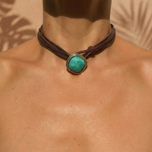 Collier Pendentif Tendance Vintage Multi-couches en Laiton Plaqué Or avec Turquoise et Chaîne Maillons pour Femme UIONEN 1351 Excellent - Product Image 3