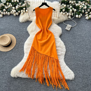 夏季罗马不对称修身休闲迷你女装无袖帝国流苏蕾丝连衣裙 - Product Image 4