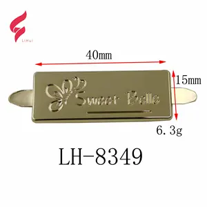 Lihui borsa accessorio personalizzato logo del marchio in rilievo made in metallo tenditore della chiusura lampo con la pietra per borse/abbigliamento