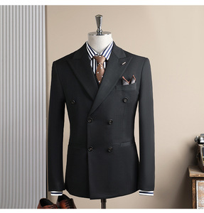 Nuevo <span class=keywords><strong>Traje</strong></span> de <span class=keywords><strong>Hombre</strong></span>, Estilo Italiano, Casual de Negocios, Doble Botonadura, Antiarrugas, Transpirable, Suave al Tacto, para Bodas y Adultos - Product Image 2