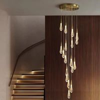 Lustre LED moderne de style nordique en aluminium et verre, suspension réglable en hauteur, finition dorée pour hôtel
