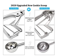 Vente en gros de petits moyens et grands ensembles de cuillères à crème glacée, cuillères à pâte en acier inoxydable 18/8 Cupcake Scoops Melon Baller