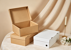 Boîte pliante écologique recyclable à couvercle rabattable en carton ondulé épais, disponible en versions kraft et blanc, idéale pour les cadeaux et l'artisanat - Product Image 6