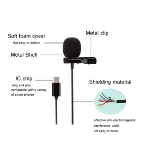 Microphone <span class=keywords><strong>cravate</strong></span> omnidirectionnel à condensateur avec interface USB-C pour smartphones ou tablettes, <span class=keywords><strong>qualité</strong></span> sonore supérieure - Product Image 2