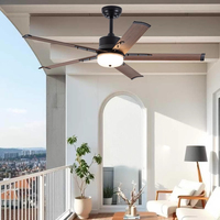Ventilador de Techo Moderno Decorativo de 5 Aspas con Motor DC, 7 Velocidades, Luz LED Regulable AC/DC de 35W/15W, Control Remoto, Silencioso, de Plástico