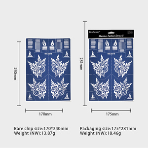Matériel de pochoir pour <span class=keywords><strong>tatouage</strong></span> temporaire au henné, sérigraphie, aérographe, autocollant imperméable pour motifs corporels personnalisés pour festivals - Product Image 2