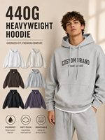 Sweat à capuche surdimensionné en coton épais 440 GSM pour homme, coupe ample, uni, streetwear, logo personnalisé, vente en gros, fabricant OEM