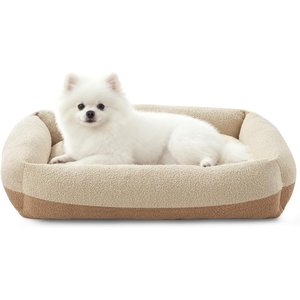 Cama Moderna para Perros de Diseño Nuevo, Cama de Lujo para Mascotas de Tela de Lana Bouclé con Asa de PU - Product Image 1