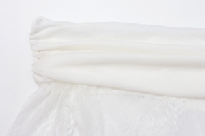 Mini Abito Bianco Sexy <span class=keywords><strong>con</strong></span> Spalle Scoperte, Maniche Lunghe in <span class=keywords><strong>Pizzo</strong></span> e <span class=keywords><strong>Spacco</strong></span>, <span class=keywords><strong>Vestito</strong></span> Aderente a Maniche Lunghe - Product Image 6