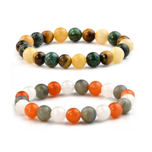 Bracelets de perles délicates classiques en acier inoxydable pour unisexe 8mm cristal coloré et strass Boho mode plaqué or 18 carats - Product Image 6