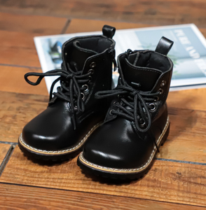 Bottes pour bébé de haute qualité, style britannique, couleur noire, fermeture éclair latérale, lacets, chaussures pour enfants, été, automne, hiver, bottes pour bébé - Product Image 2