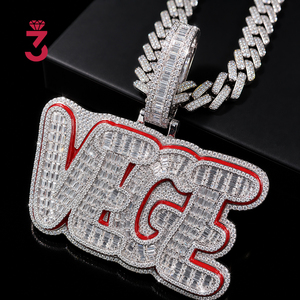 Custom Iced Out Vvs Moissanite Name Chain <strong>Pendant</strong> <strong>Man</strong> 18K Gold Baguette Lab Grown Diamond Hip Hop Letter Necklace <strong>Pendant</strong> - Product Image 4
