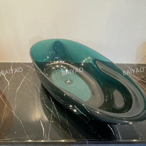 Hot Deal Baignoire en résine transparente de couleur personnalisée Baignoire de trempage moderne en acrylique autoportante pour les maisons élégantes - Product Image 3