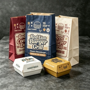 Bolsa de Papel Kraft Personalizada Ecológica para Llevar Comida Rápida, Hamburguesas, Hot Dogs, Sándwiches, Pollo, Resistente a la Grasa - Product Image 2
