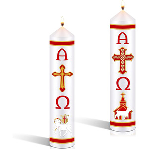2ชิ้นสีขาวสดใสสำหรับสวดมนต์วันอีสเตอร์ของตกแต่งงานเลี้ยง cirios religiosos catolicos paschal easter paschal easter เทียนเสาเทียนทางศาสนา - Product Image 1