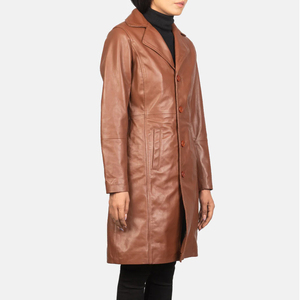 Manteau en cuir pour femmes, vente en gros, manteau long, styles tendance, fabricant direct, vestes en cuir pour femmes fabriquées au Pakistan - Product Image 2