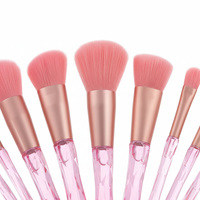 Ensemble de 10 pinceaux de maquillage professionnels à poils synthétiques avec manche en plastique dégradé pour les yeux, le visage, le contour des lèvres, le blending, les paillettes, utilisation en voyage